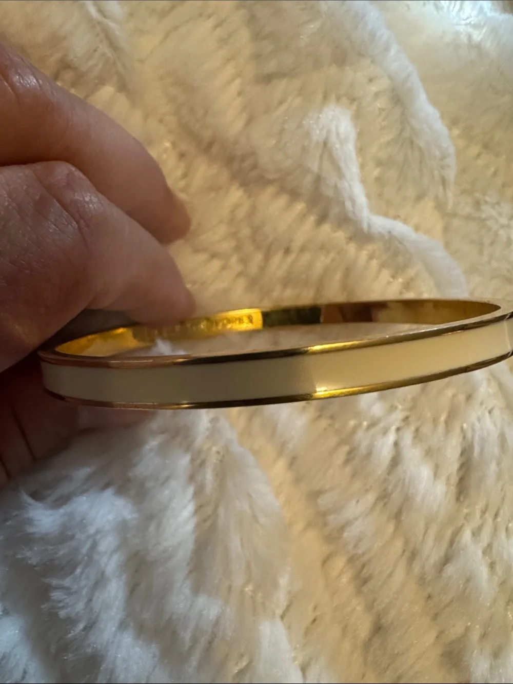 kate spade Gold and Cream Enamel Bangle Bracelet tickle the ivories